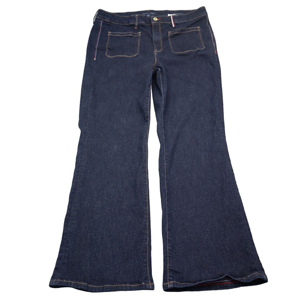 Tommy Hilfiger Jeans Womens 16 Blue Raleigh Bootcut Patch Pocket Denim Pants